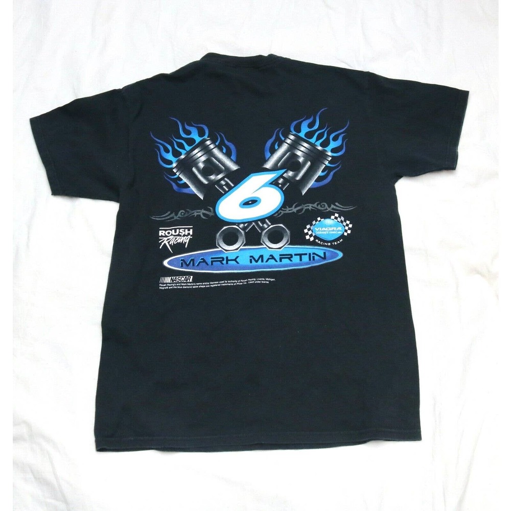 VTG Mark Martin 6 NASCAR T Shirt Roush Racing Adult M Hanes Faded Black